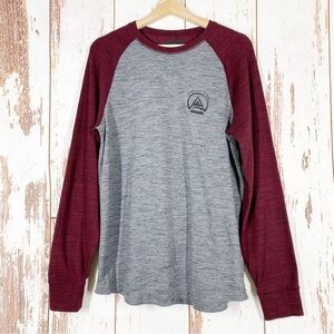 American Eagle Outfitters AEO Maroon Gray Crew Neck Raglan Long Sleeves M